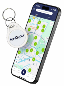 Een smartphone die de laadapp laat zien en de laadpas
