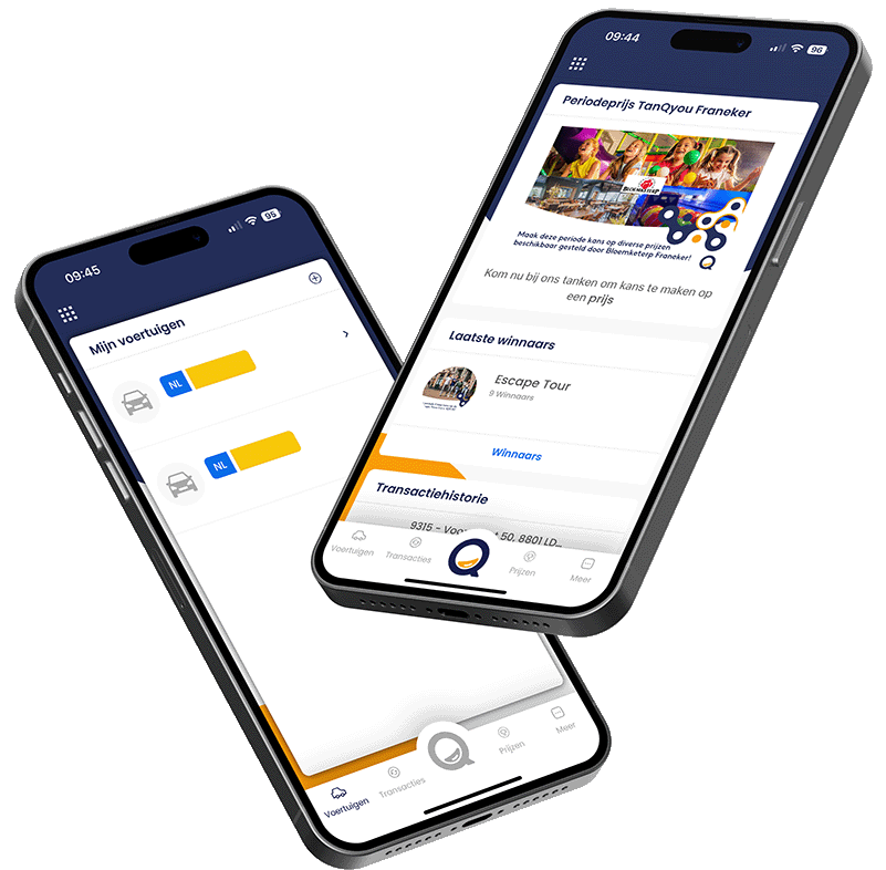 Twee smarthphones die de app MyTanQyou laten zien