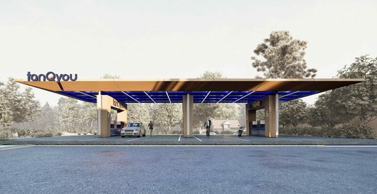 Futuristisch tankstation