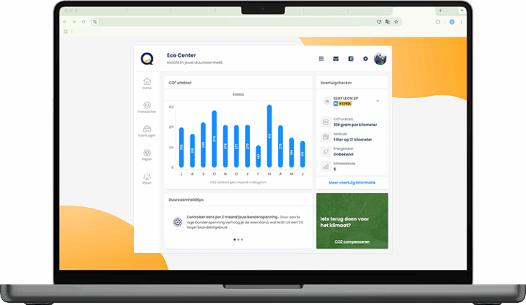 Een mockup van een macbook met het eco center