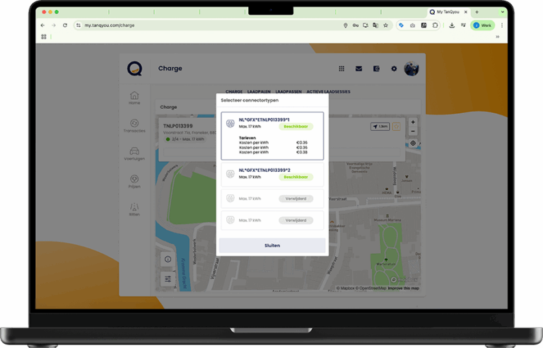 Een mockup van een macbook met laadpalen overzicht