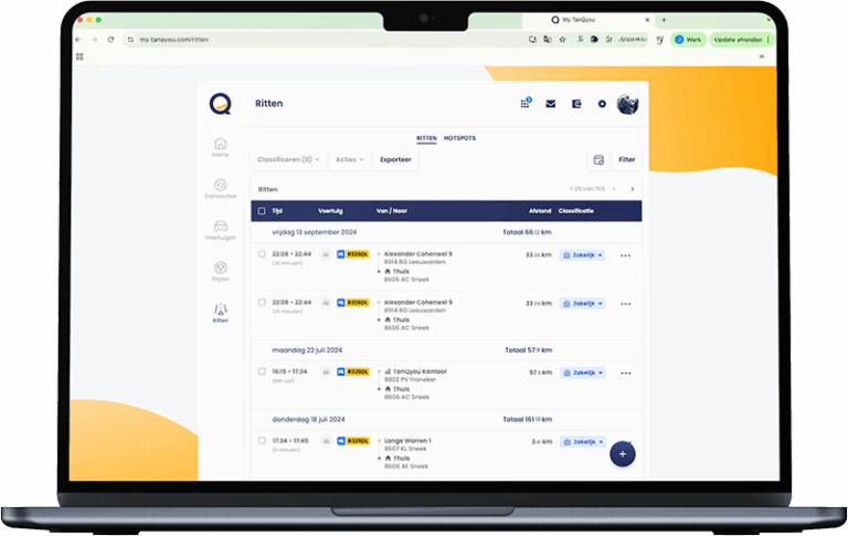 Mockup rittenregistratie op macbook