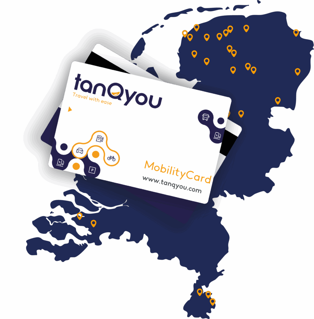 Kaart van Nederland met een tankpas