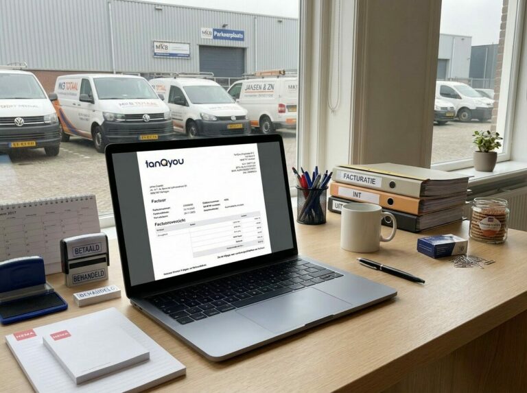 Laptop met een factuur