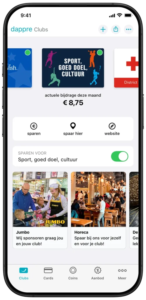 Voorbeeld van de Dappre app