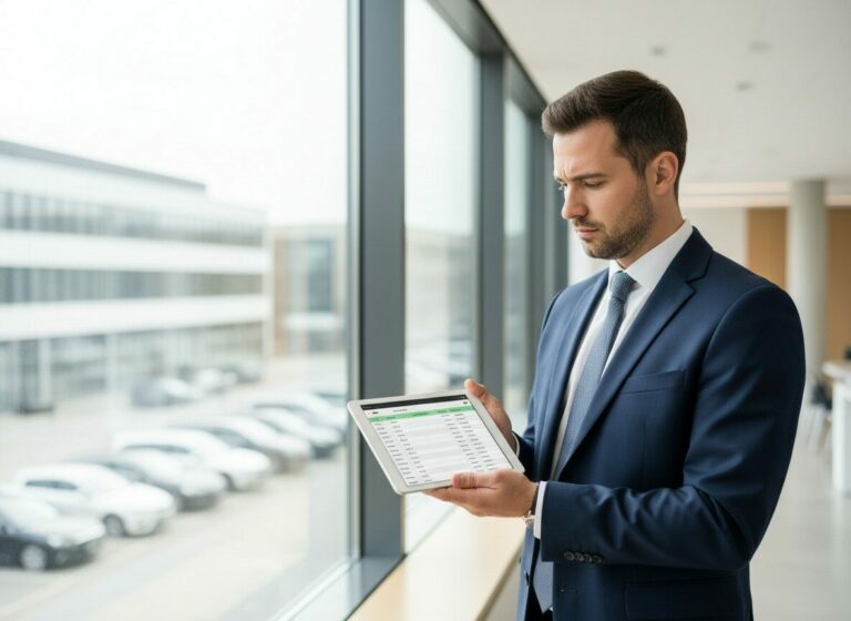 Ondernemer controleert digitale rittenregistratie om te bepalen of rittenregistratie verplicht is of niet voor zakelijke auto