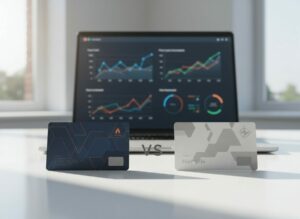 Vergelijking tussen twee zakelijke tankpassen met kostenoverzicht en dashboardanalyse in het artikel TanQyou vs MKB Brandstof.