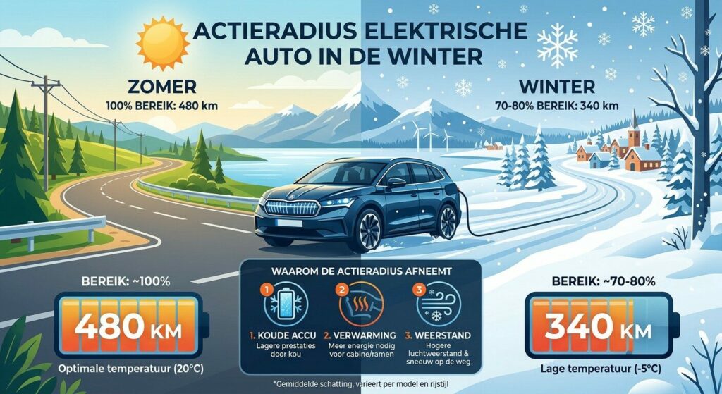 Actieradius van een elektrische auto in de winter