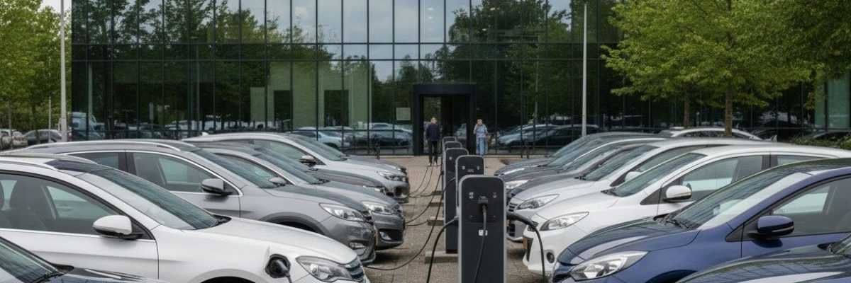 Wagenpark aan een laadpaal