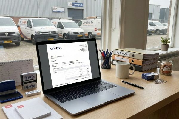 Laptop met een factuur