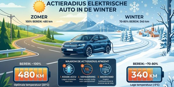 Afbeelding elektrische auto actieradius zomer en winter