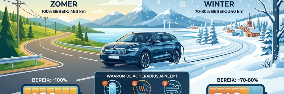 Afbeelding elektrische auto actieradius zomer en winter