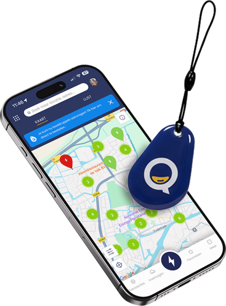 Mobiel met app en de laadtag