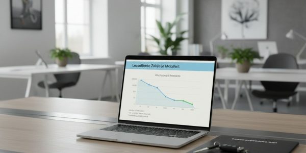 Ondernemer bekijkt leaseofferte met berekening van restwaarde voor een zakelijke leaseauto