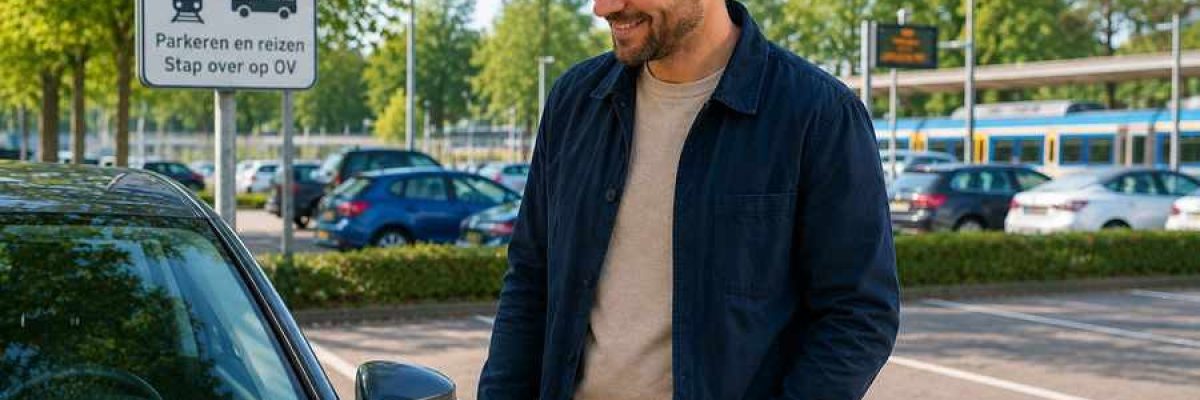Man staat naast geparkeerde auto