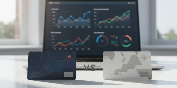 Vergelijking tussen twee zakelijke tankpassen met kostenoverzicht en dashboardanalyse in het artikel TanQyou vs MKB Brandstof.